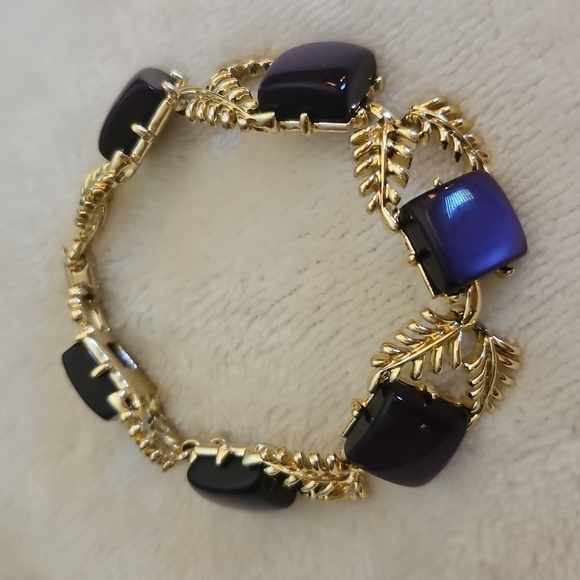 VTG CORO 1940s Purple Square Thermoset Choker Necklace Bracelet Set - Picture 2 of 12